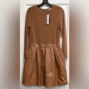 Alice + Olivia Camel Long Sleeve Dress
